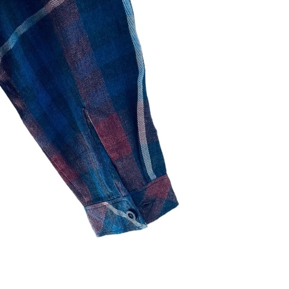 Anthropologie Cloth & Stone Aurora Plaid Button Down Red Blue small style B2808 - Picture 8 of 12